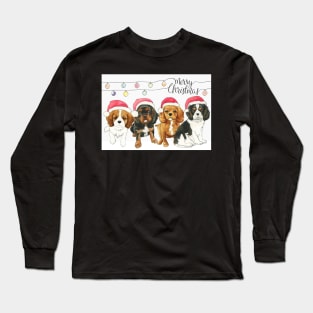 Cavalier King Charles Spaniel Christmas Card - Puppies Long Sleeve T-Shirt